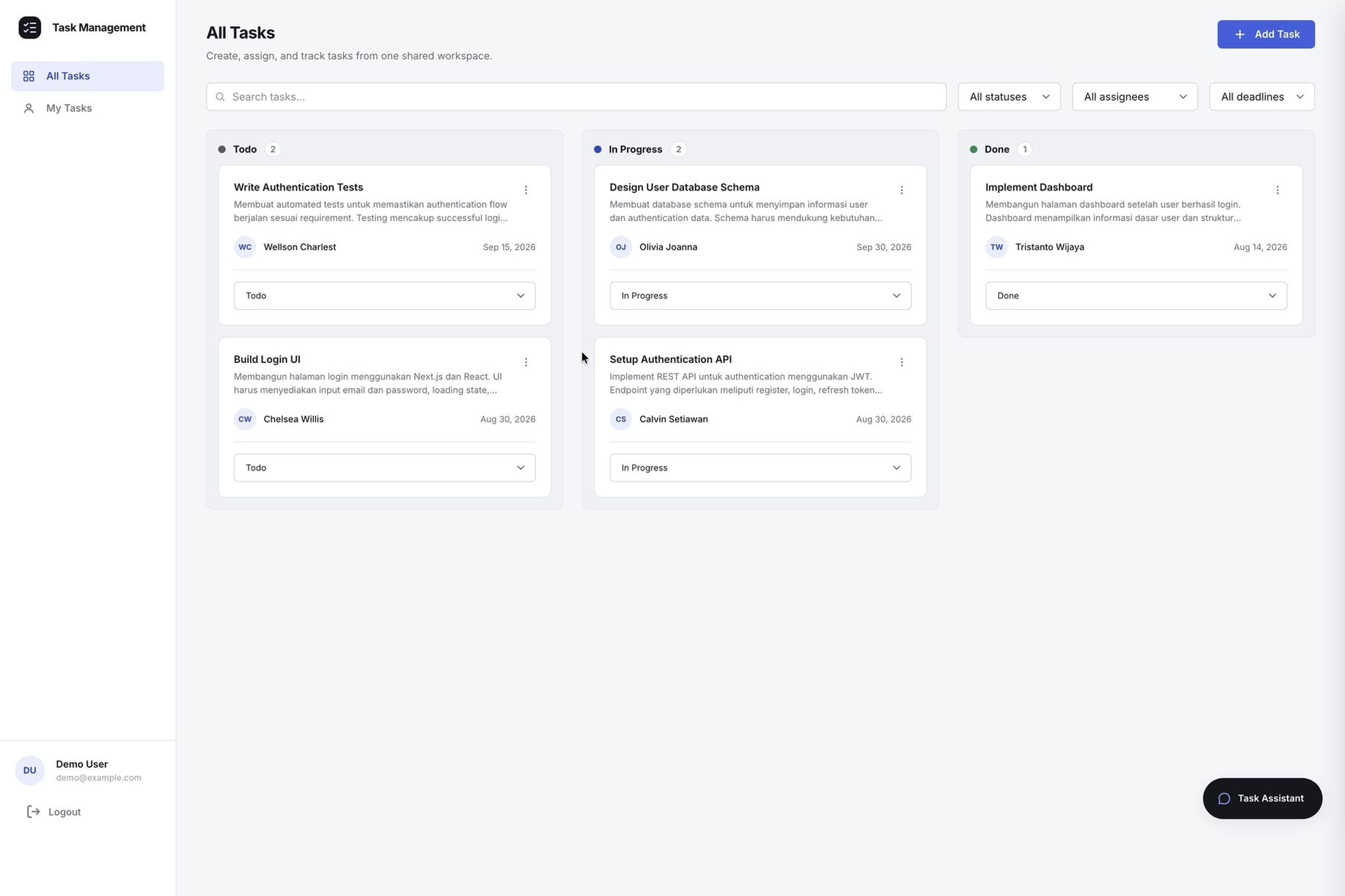 Task Management App: A Kanban board that survives a refresh.